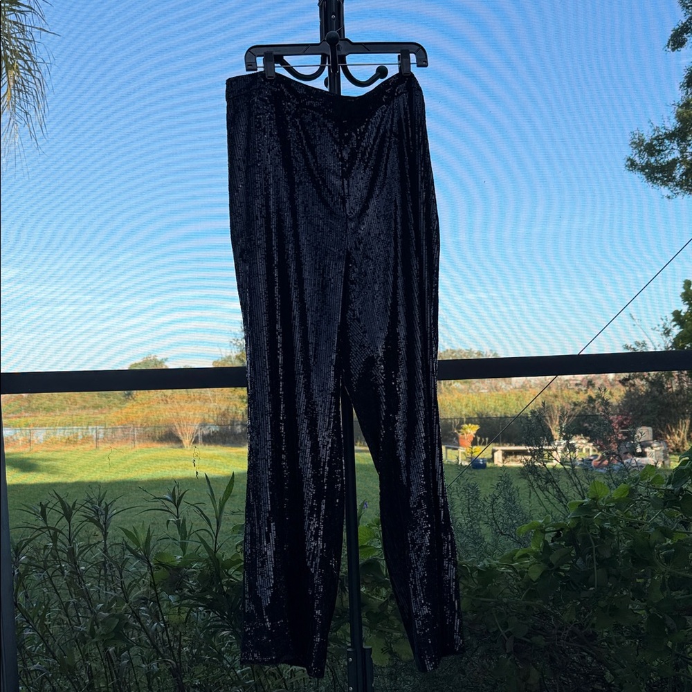 Banana Republic Sparkling Black sequin Wide Leg Pants